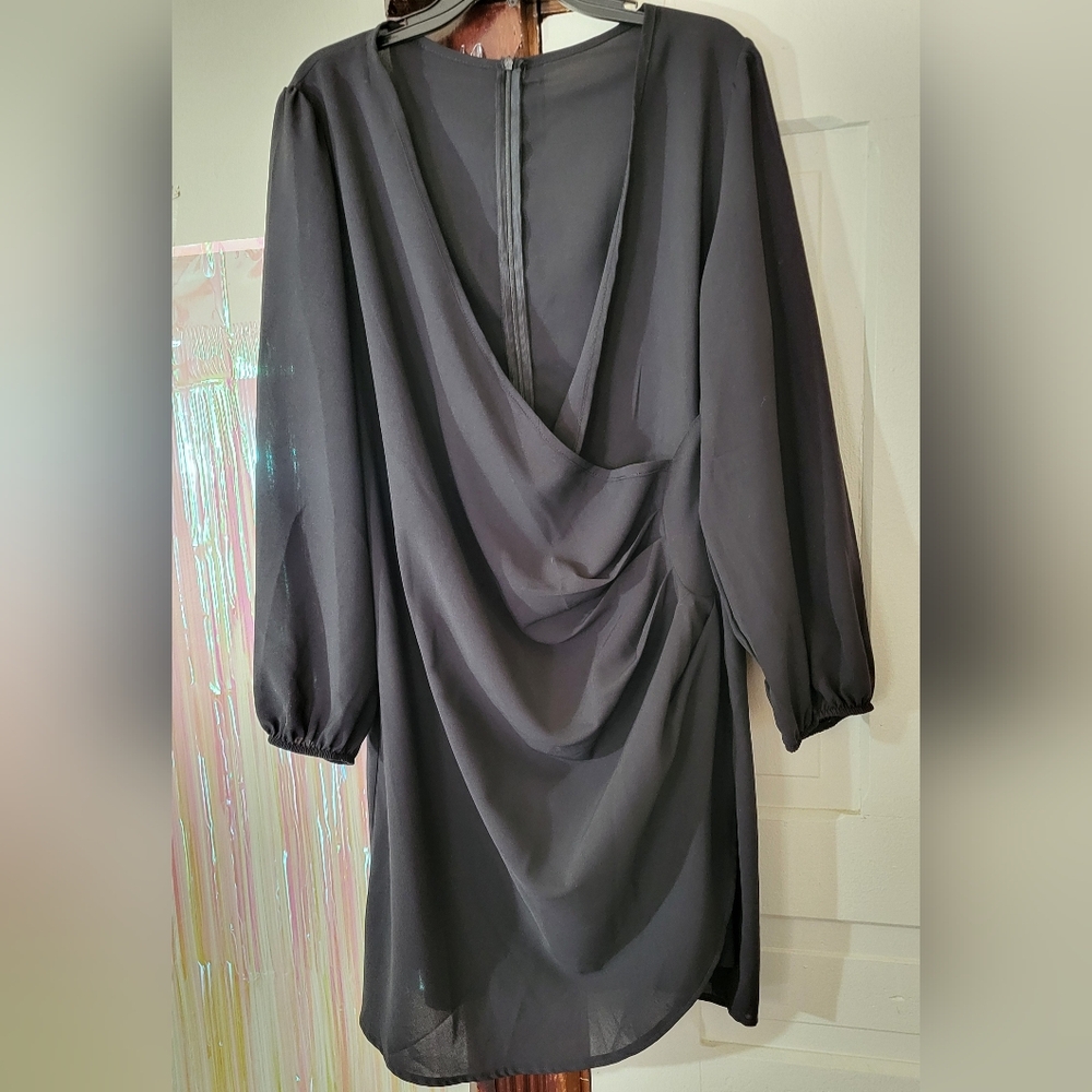 SHEIN Black Long Sleeve wrap style Dress 2X